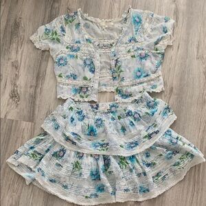 LoveShackFancy Blue Floral Dress Set